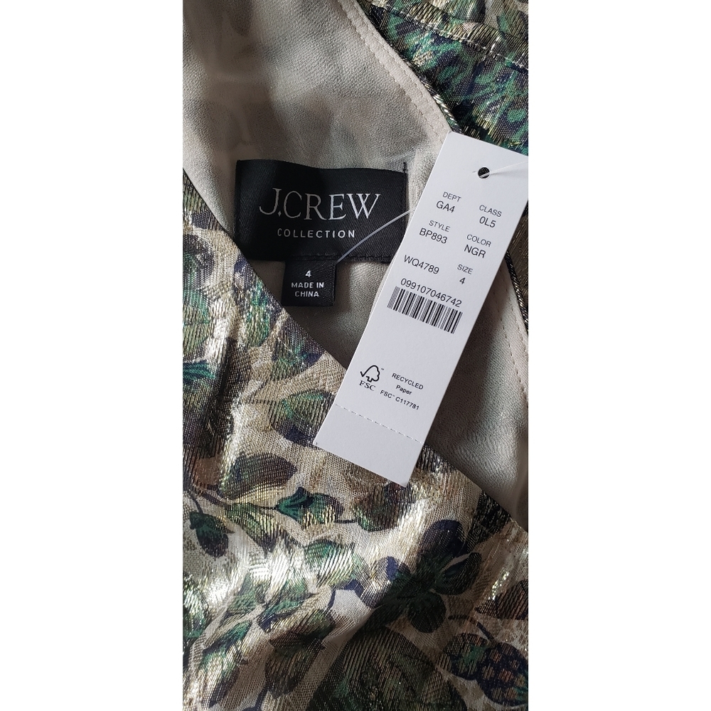 LAST ONE - J.Crew Collection one-shoulder cutout dress in floral Lurex® chiffon - Picture 11 of 13